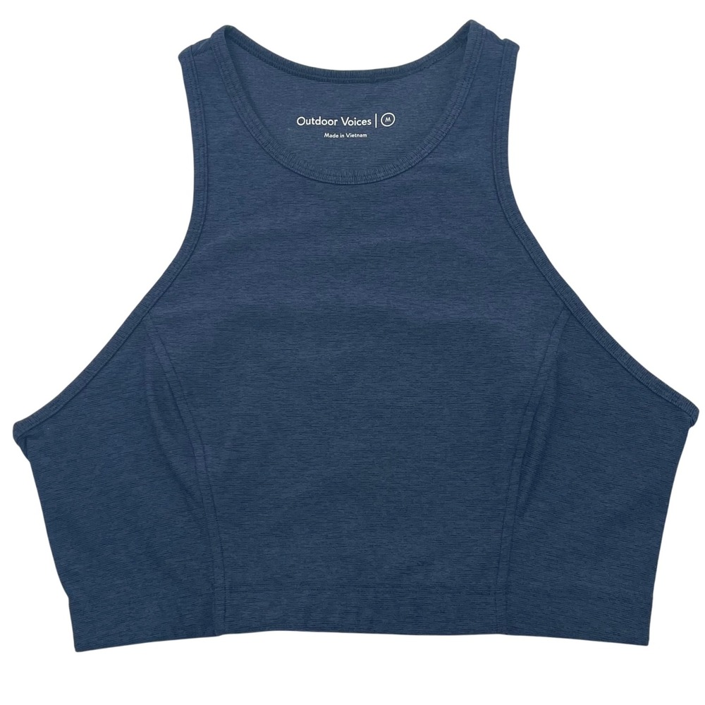 Outdoor Voices Move Free Crop Top Blue Sports Bra Women Size Medium Performance